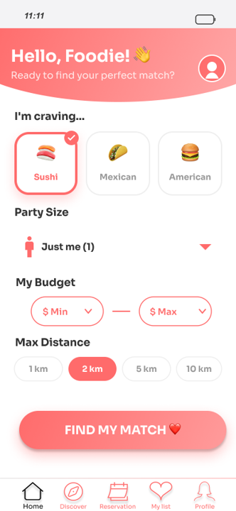 Final UI: Personalized recommendations