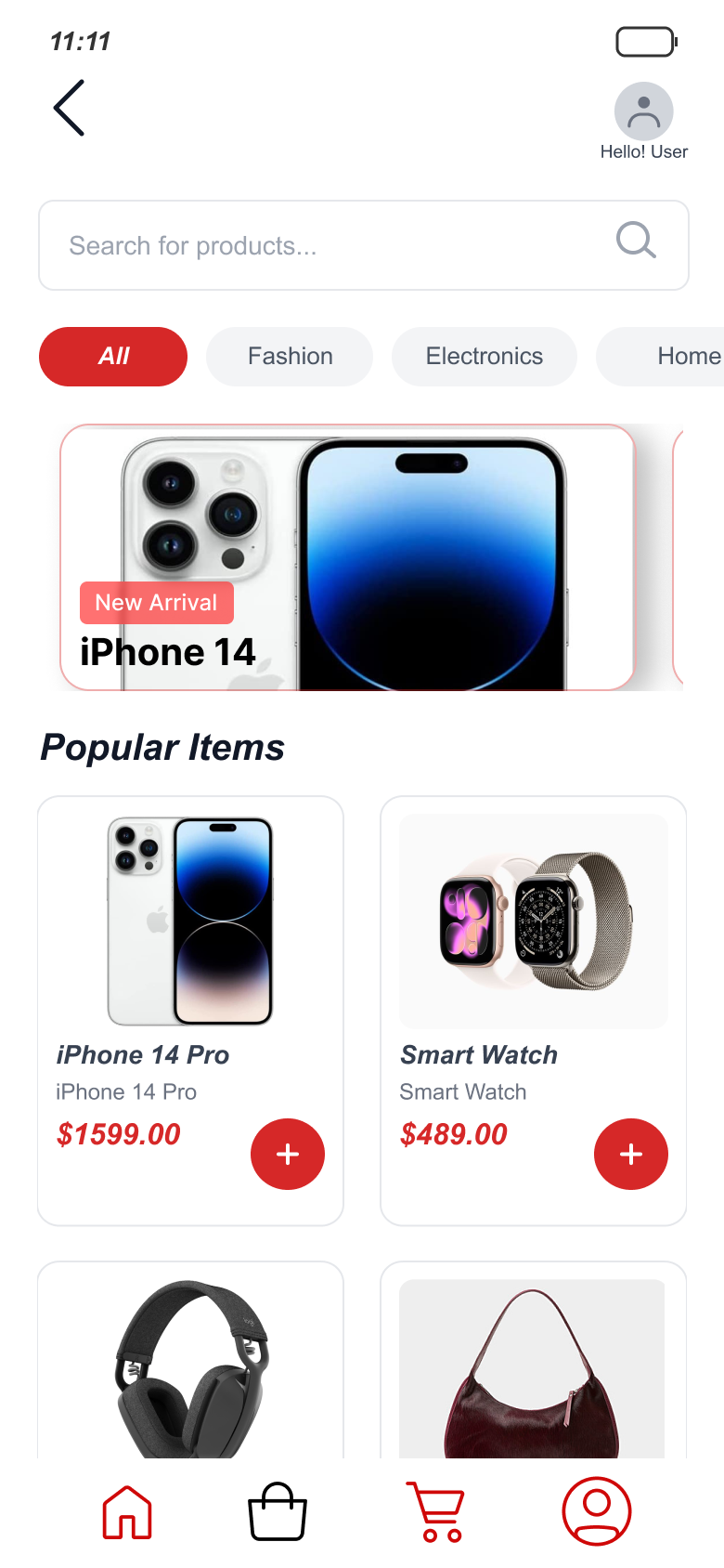 SnapBuy home screen using generous whitespace and card spacing